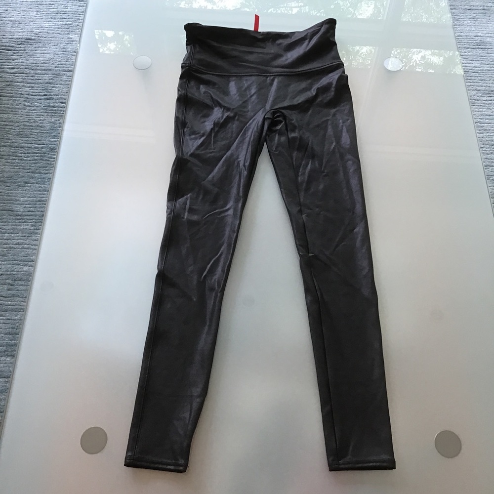 Spanx Black Faux‎ Leather Leggings Pants Medium M 6 8